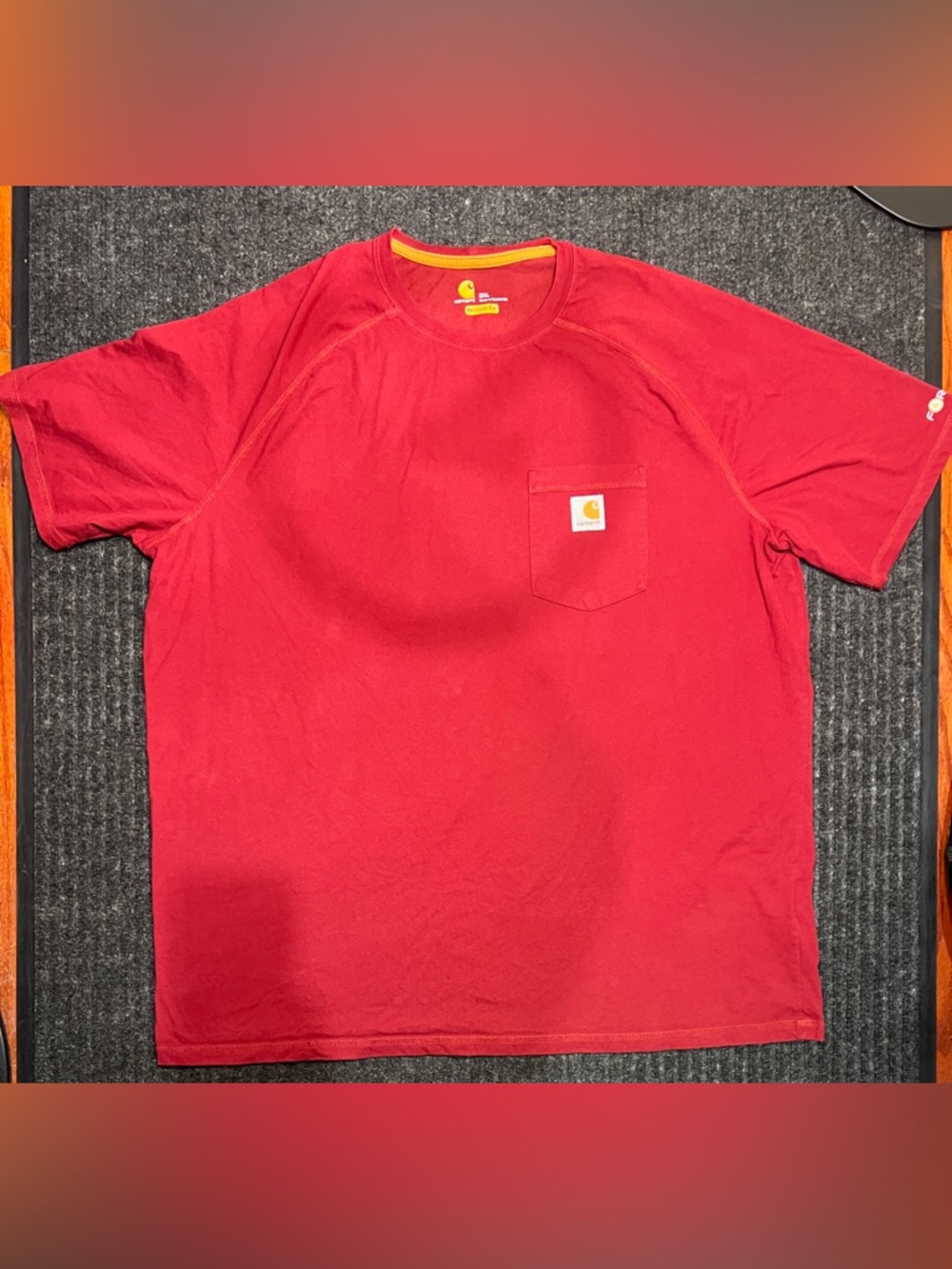 Carhartt Force T Shirt Mens size 2XL Red Relaxed Fit Pocket Workwear Logo